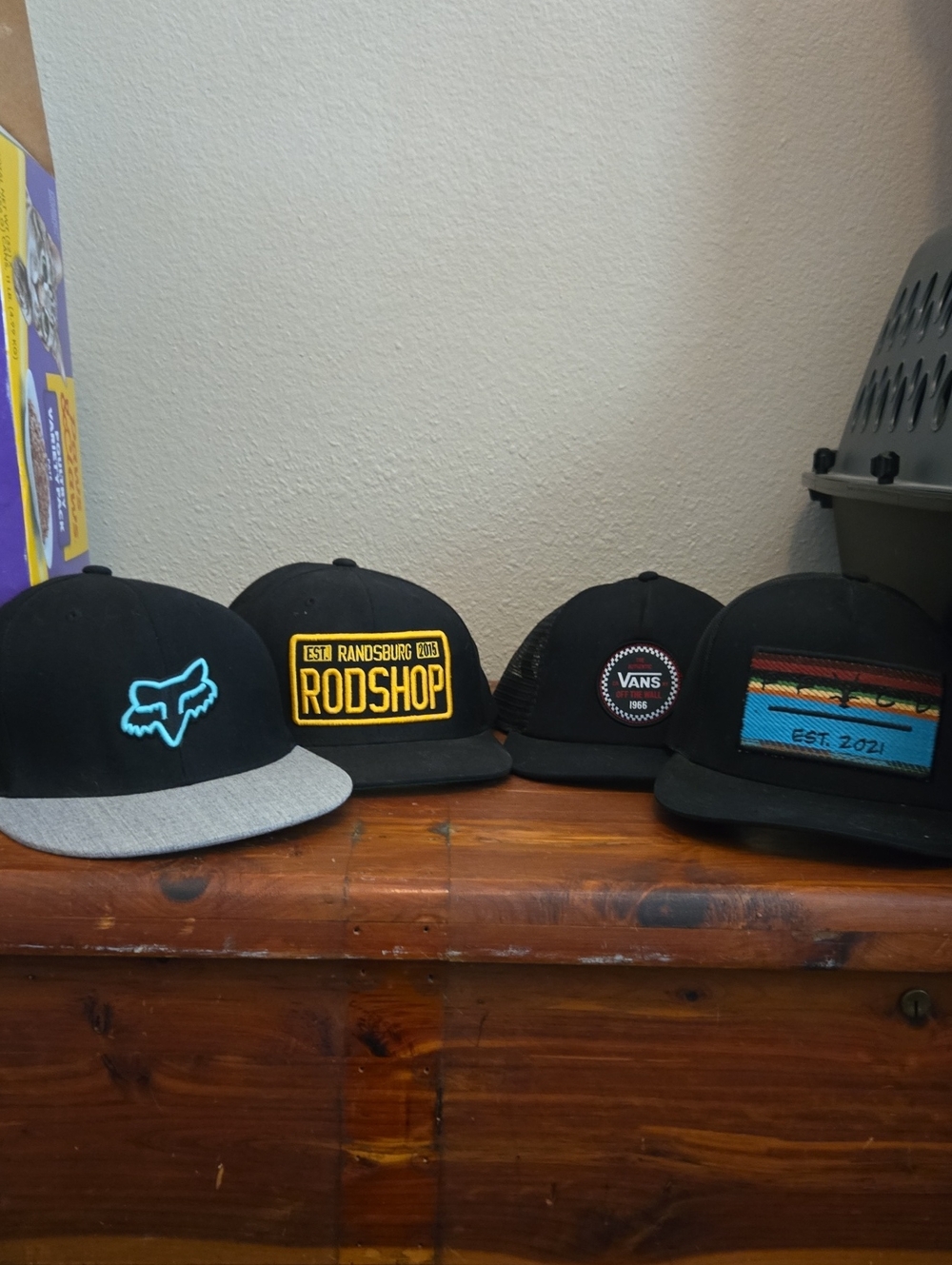 Set Of 4 Hats. Fox, Vans, FFCB And A Custom Made Hat